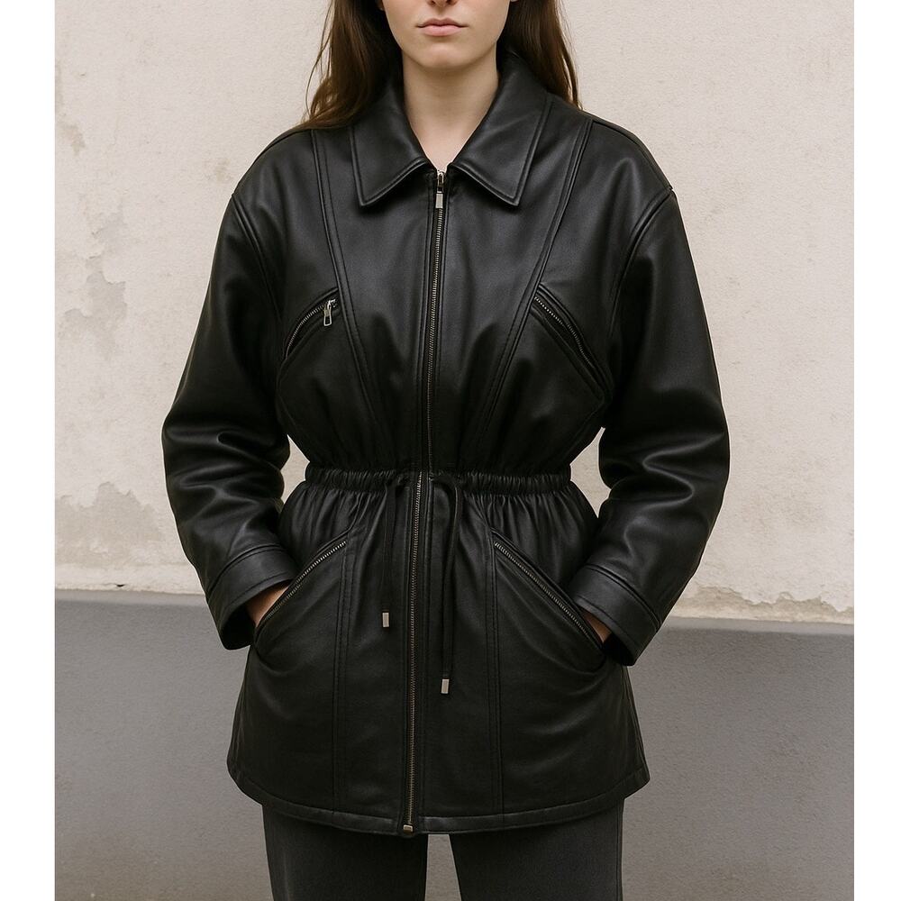 Danier Vintage Leather Drawstring Waist Jacket